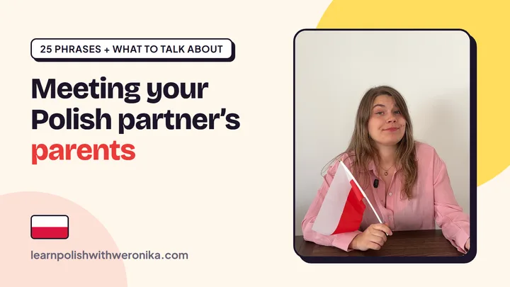 Weronika, a Polish teacher, holding a Polish flag – phrases for meeting your Polish partner’s parents