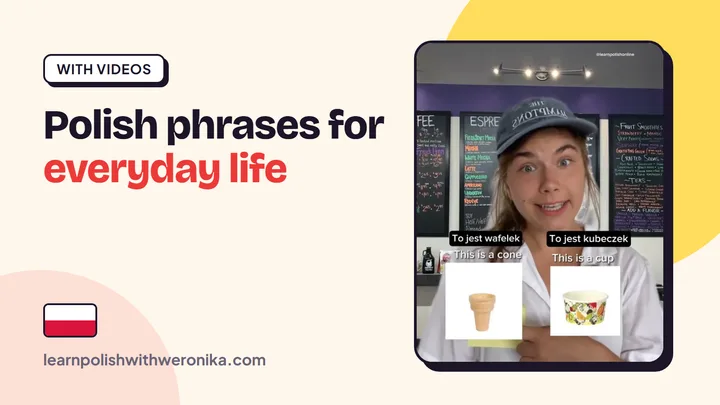 Weronika in an ice-cream shop teaching Polish phrases – useful Polish phrases for everyday situations