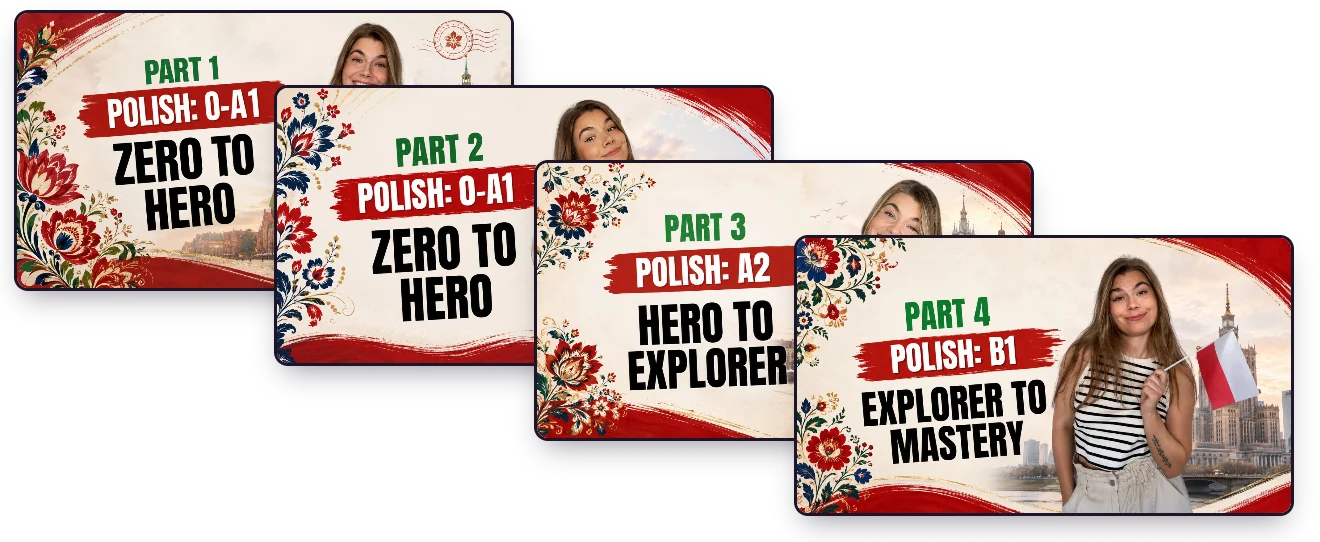 Zero to Mastery Polish course bundle: Parts 1–4 (0–A1, A2, B1)