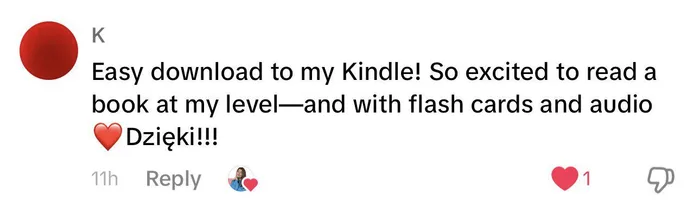 Comment: easy download to my Kindle, so excited to read a book at my level