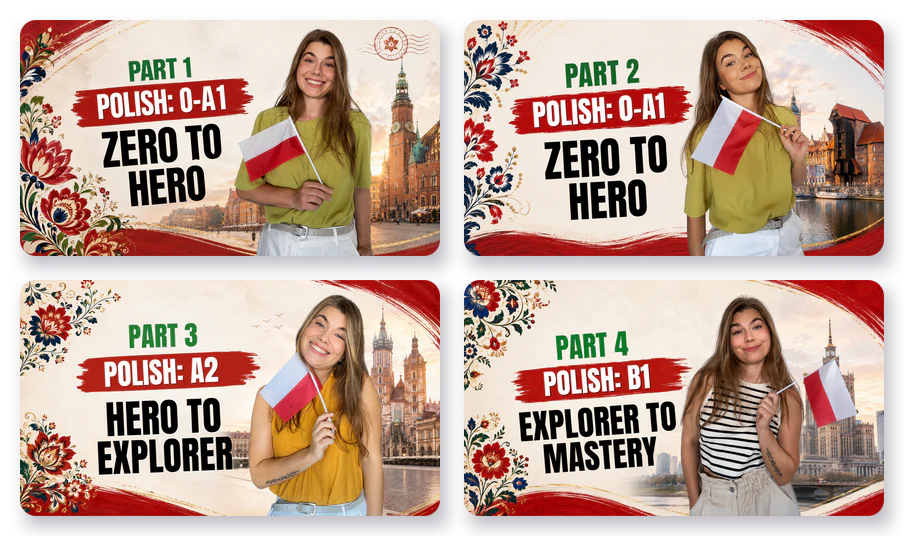 A1 Part 1, A1 Part 2, A2 and B1 course covers